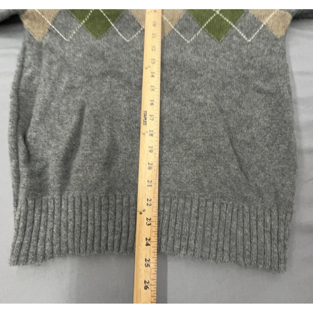 Banana Republic Wool Sweater Men S Gray Argyle V Neck Pullover Preppy Academia